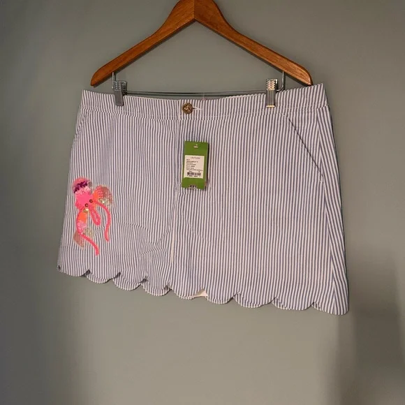 Lilly Pulitzer NWT Colette Skort Bennet Blue Yarn Dyed Seersucker. NWT Size XL - Picture 3 of 8